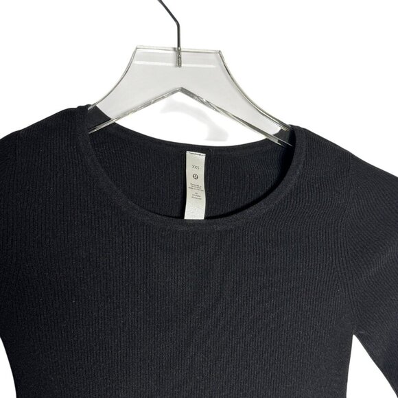 Lululemon Tight-Fit Long-Sleeve Knit Bodysuit Black ribbed size XXS NEW top - Picture 8 of 9